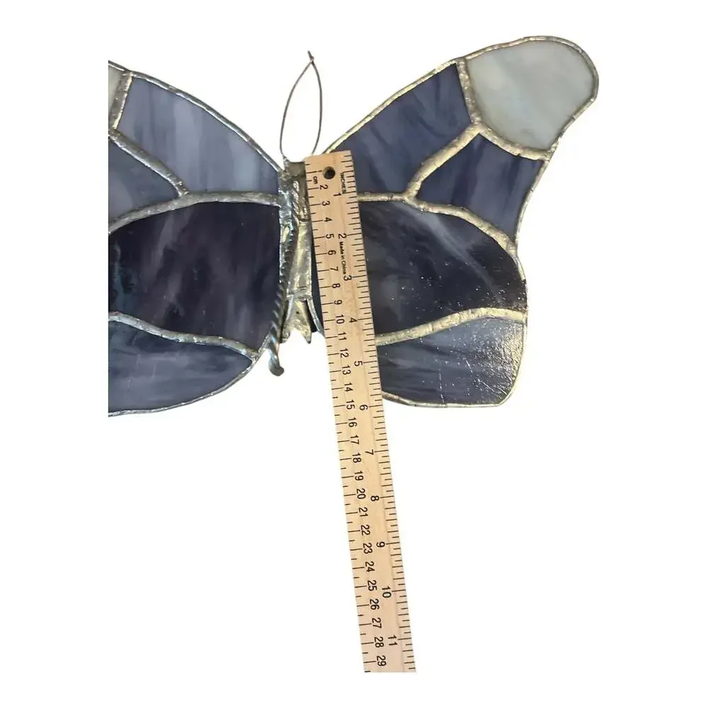 Vintage Handcrafted Stained Glass Butterfly decorative stand